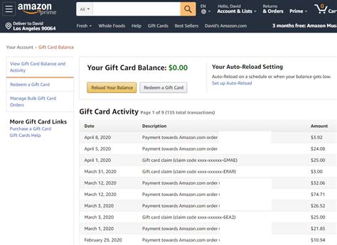 Gift Card Balance & Statement 